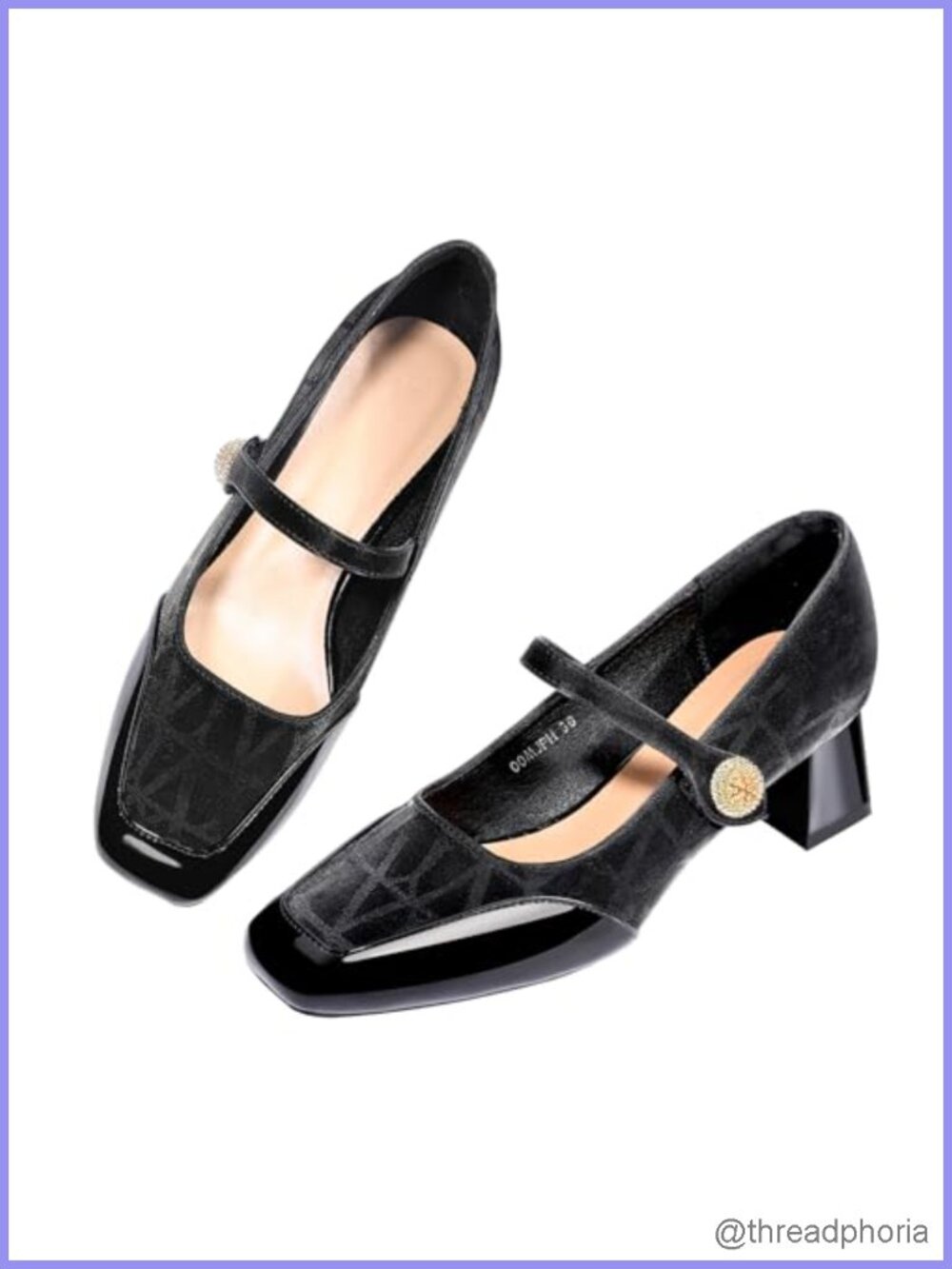Mary Jane Chunky Block Heels Square Toe Patent Suede Pumps Dress Shoes